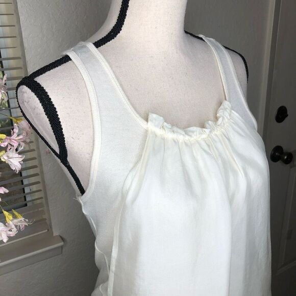 Club Monaco Cream Silk Chiffon Overlay Top - Picture 4 of 14